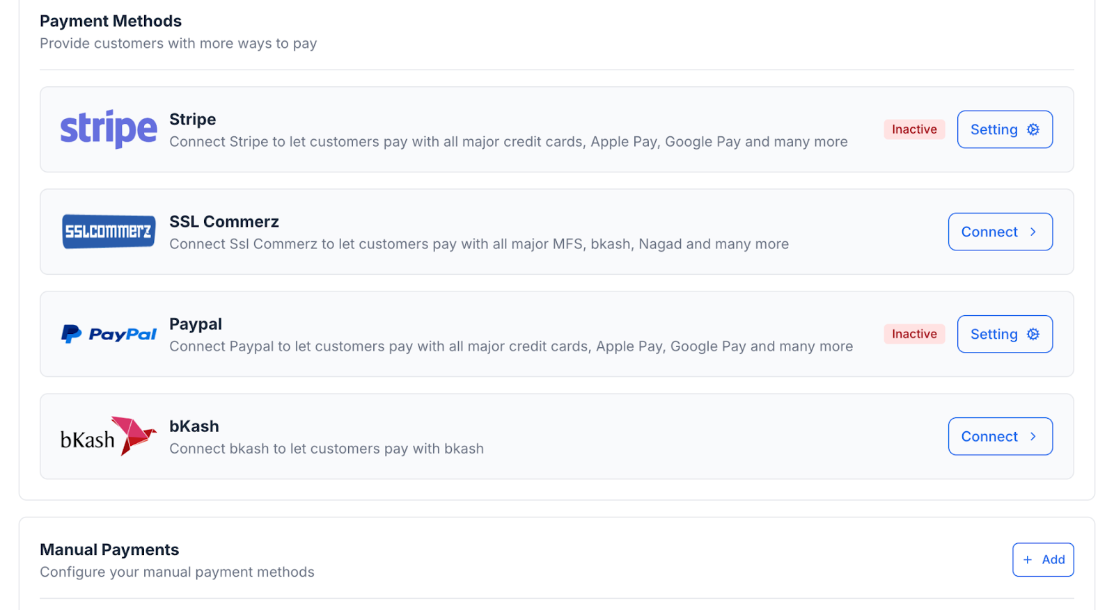 This image is a screenshot of Klasio Payments tab with the Add button in highlight.