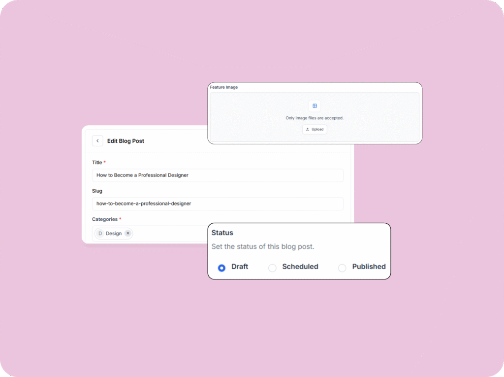 Blog editor screen